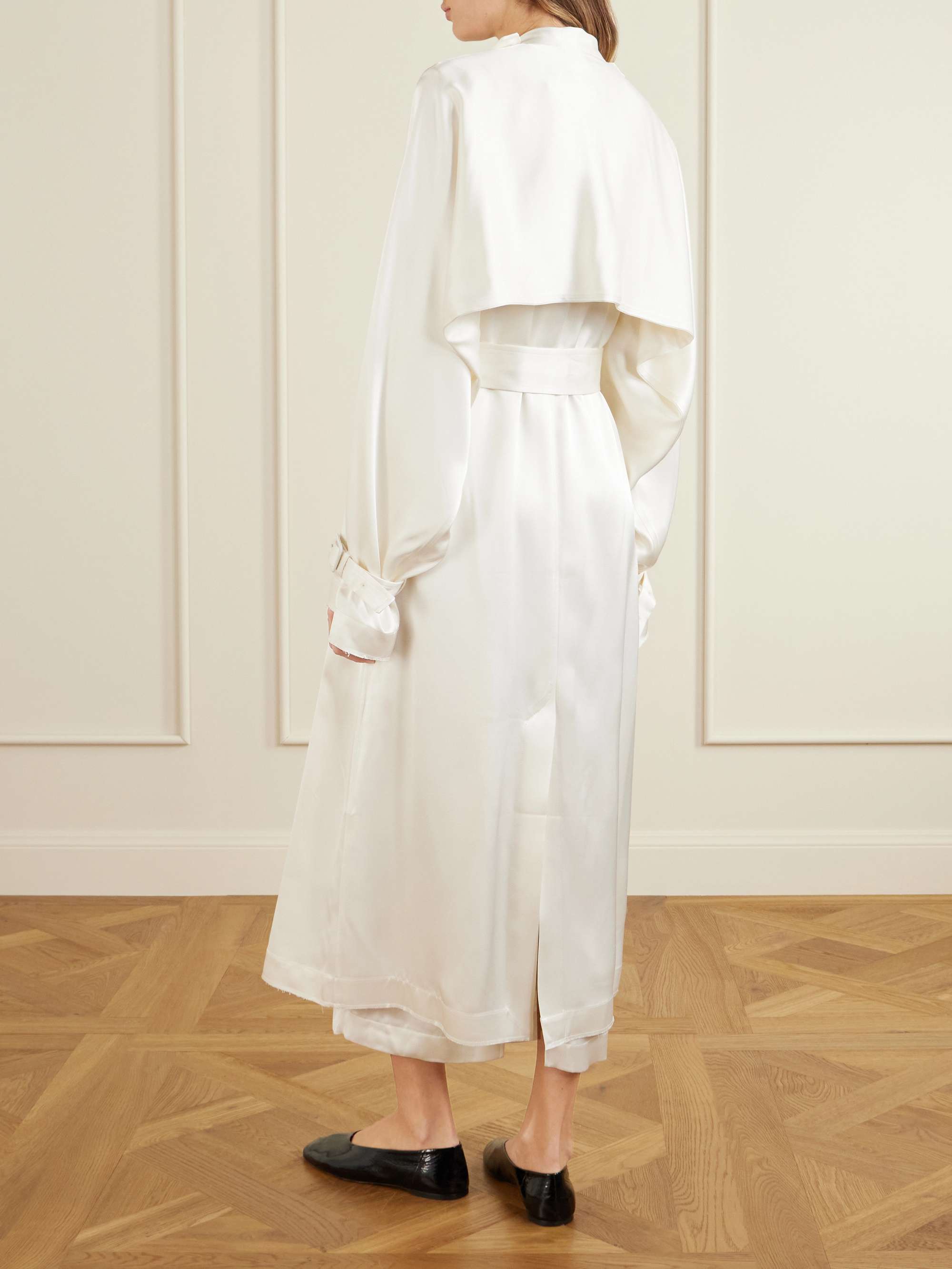 toteme satin trench dress Draped Satin Trench Off White