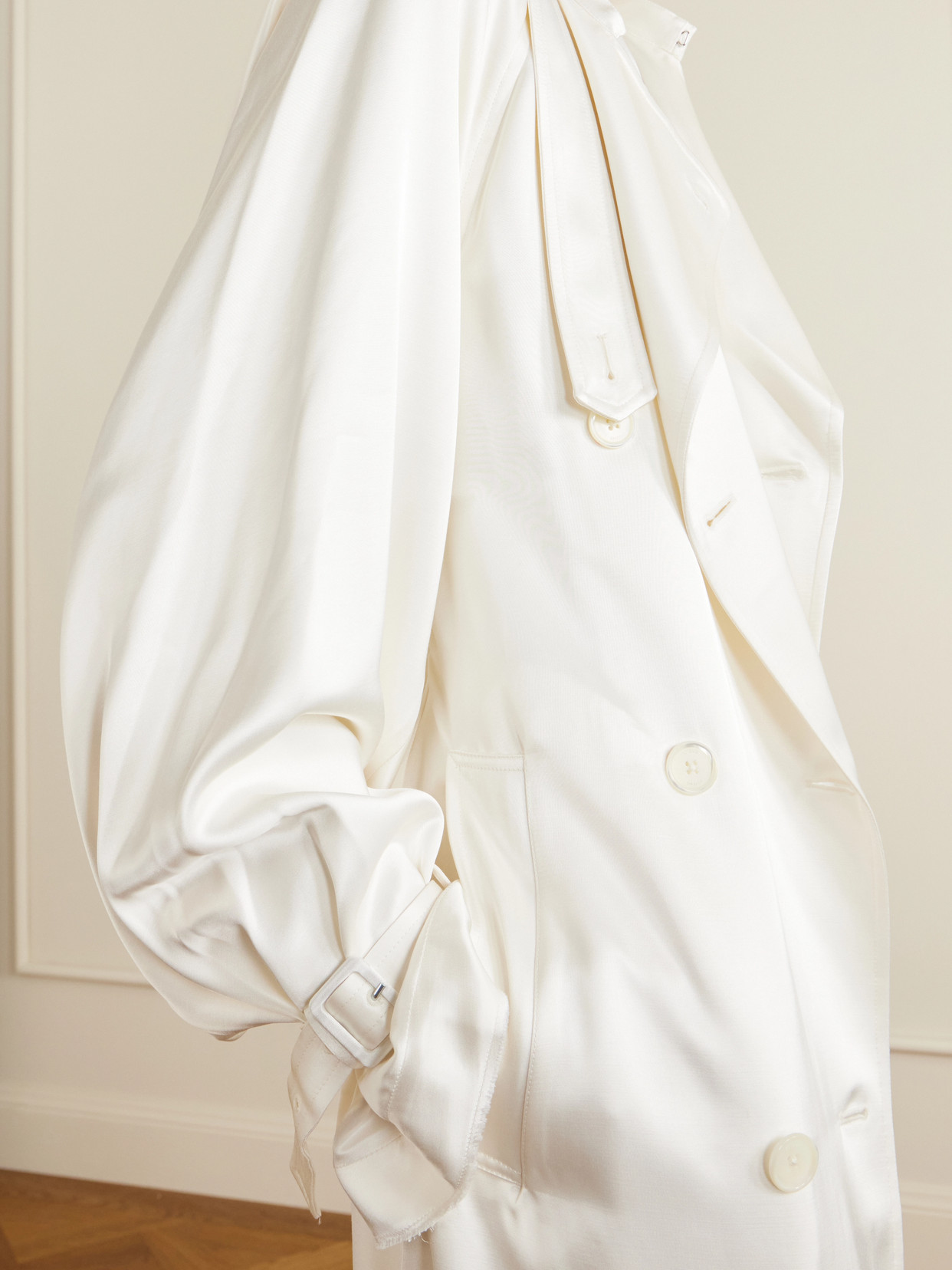 Double-Breasted Draped Trench Coat