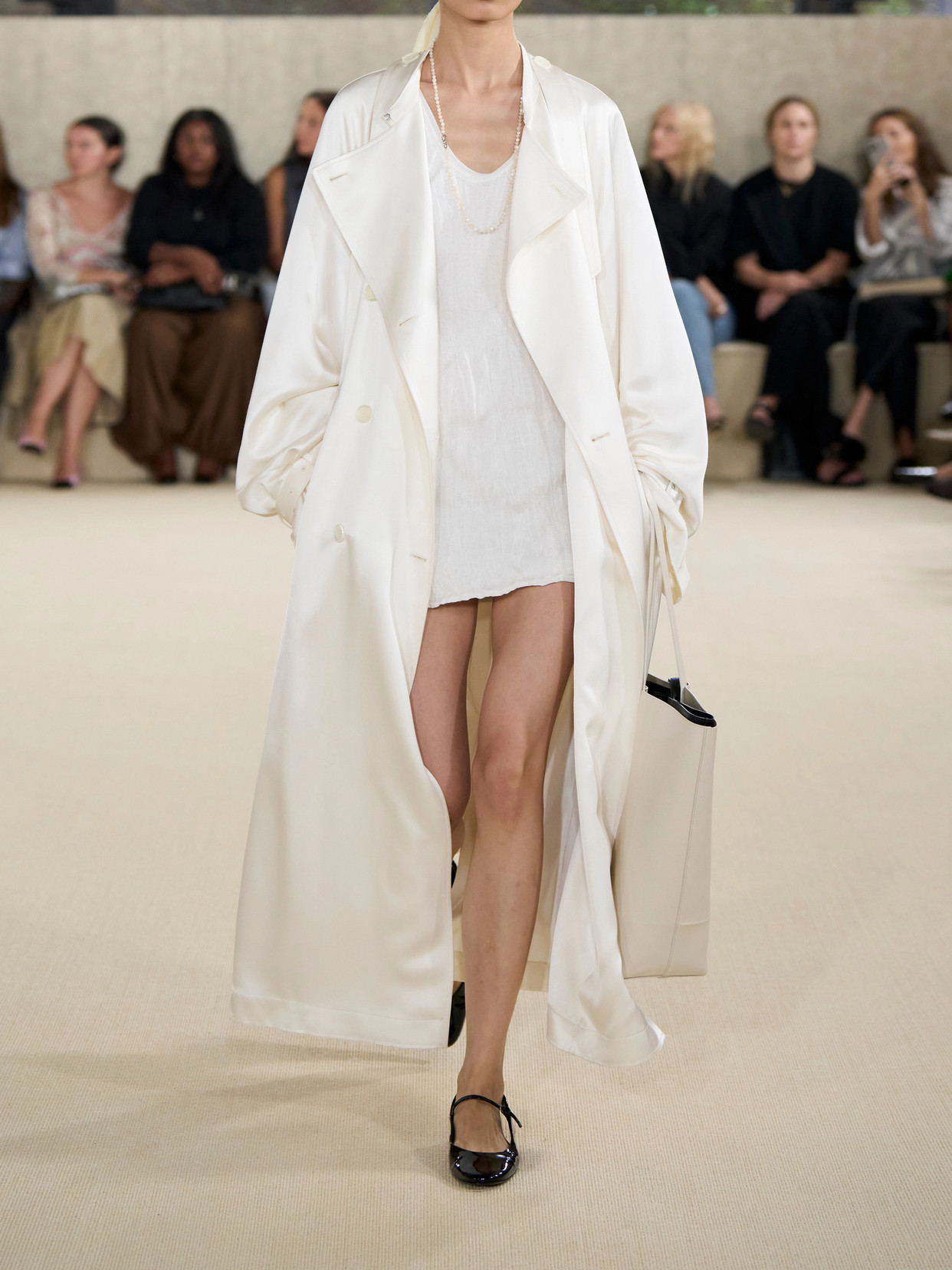 Double-Breasted Draped Trench Coat