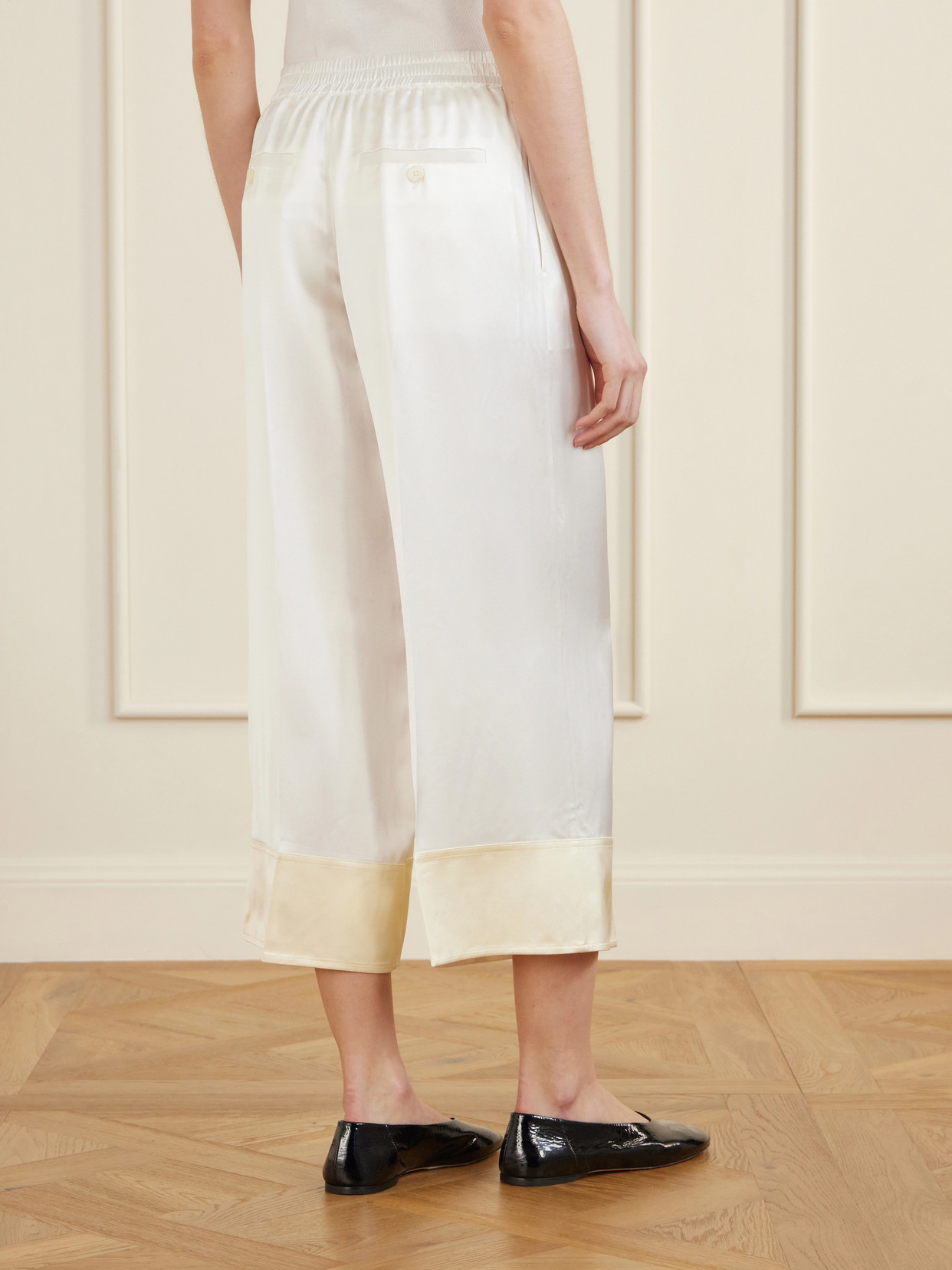 Totême Wide-leg Satin Trousers With Drawstring In White