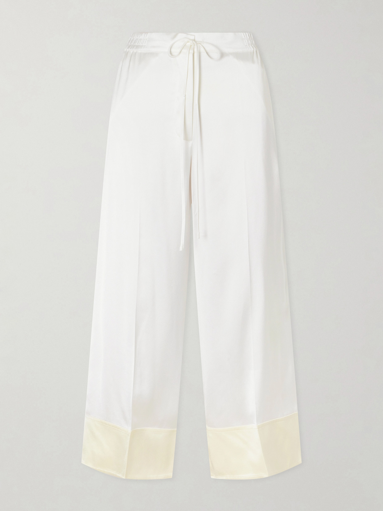 Totême Drawstring Wide-leg Satin Pants In White