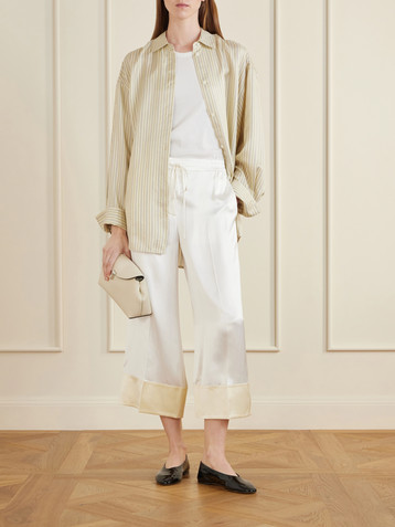 TOTEME Drawstring wide-leg satin pants