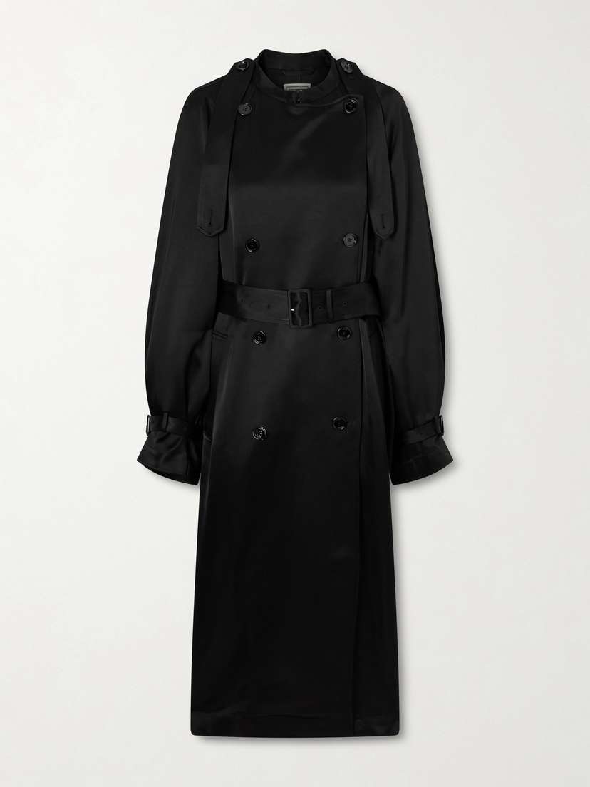TOTEME Double-breasted Draped Satin Trench Coat