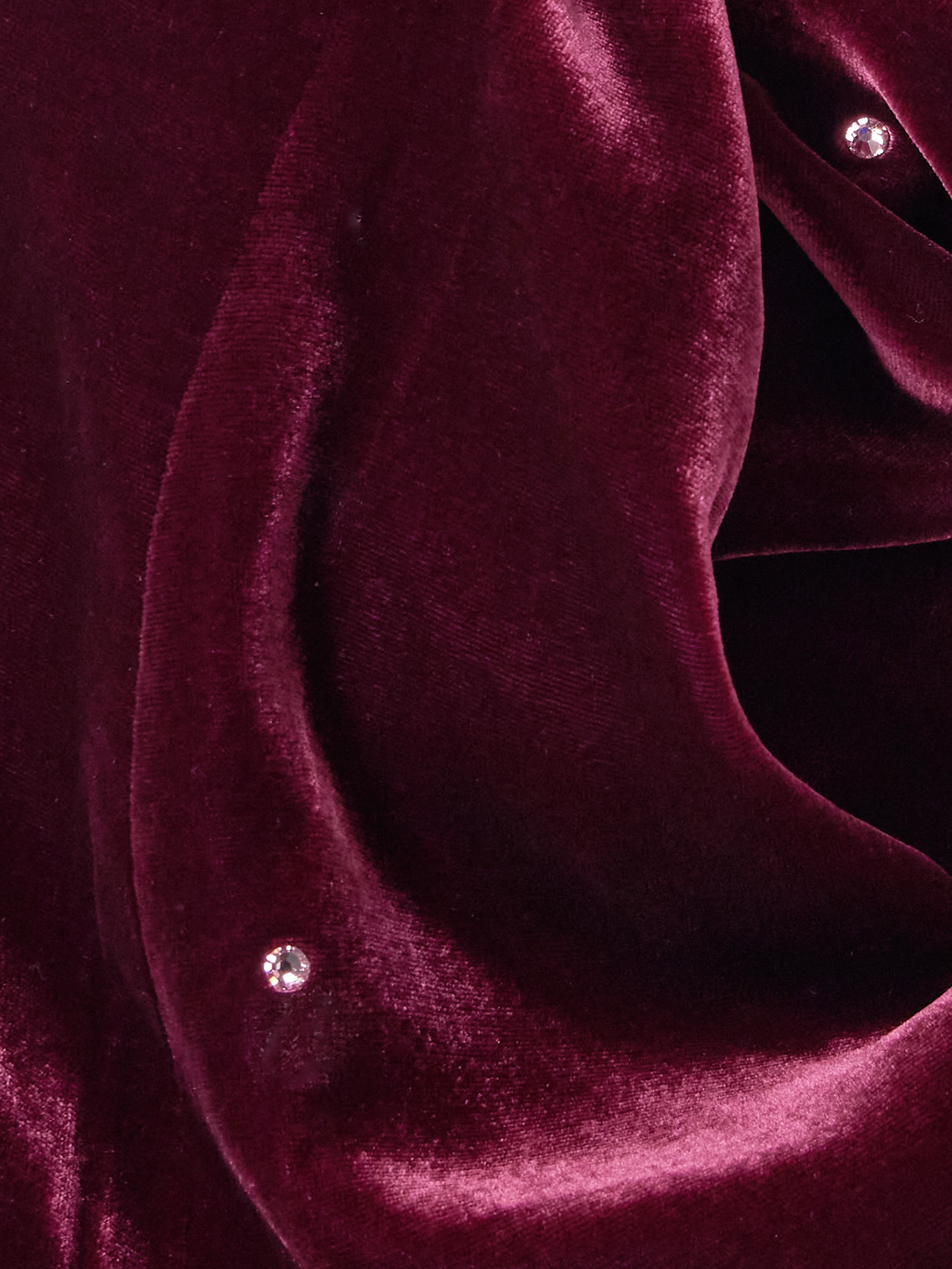 Olivia Von Halle Jagger Crystal-embellished Velvet Pajama Set In Burgundy