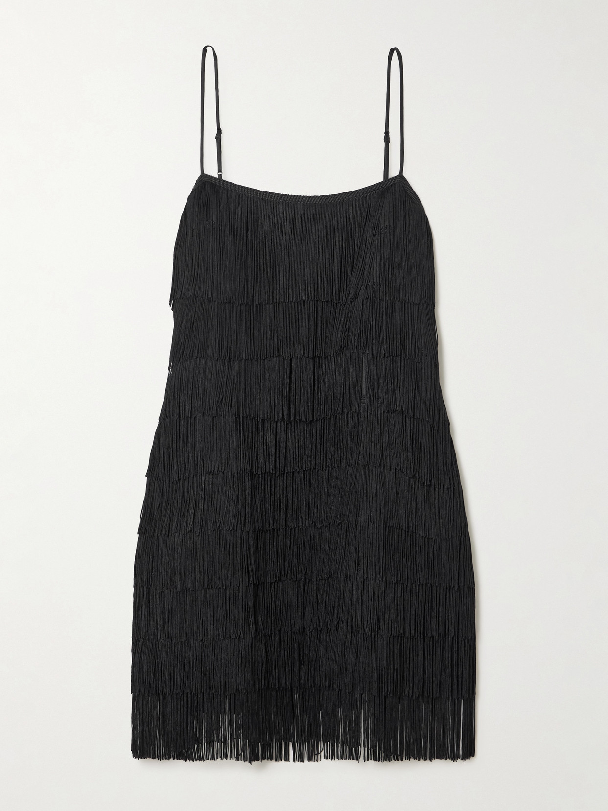 Olivia Von Halle Lola Fringed Silk-crepe Mini Dress In Black