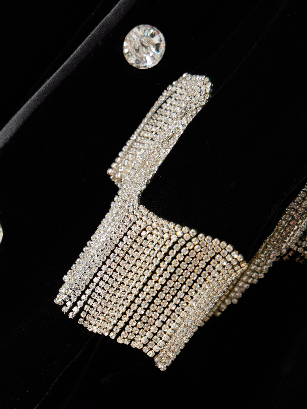 Olivia Von Halle Fifi Fringed Crystal-embellished Velvet Pajama Set In Black