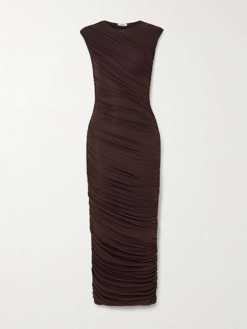 AGOLDE Ester Ruched Lyocell-blend Maxi Dress