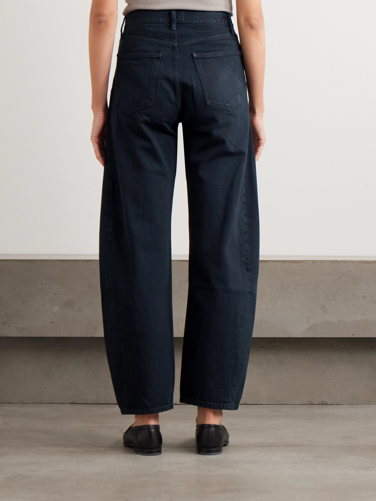 Agolde Luna Pieced High-waist Tapered Jeans In Blue