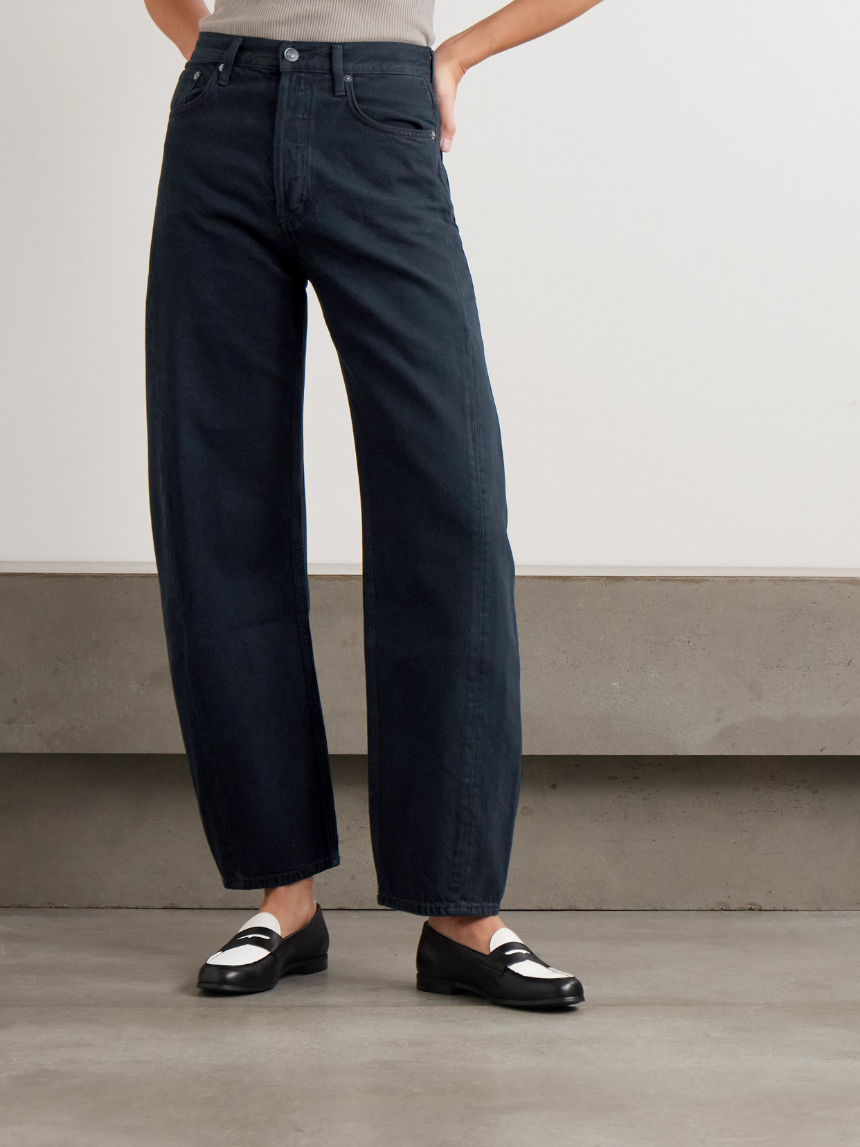 Agolde Luna Pieced High-waist Tapered Jeans In Blue