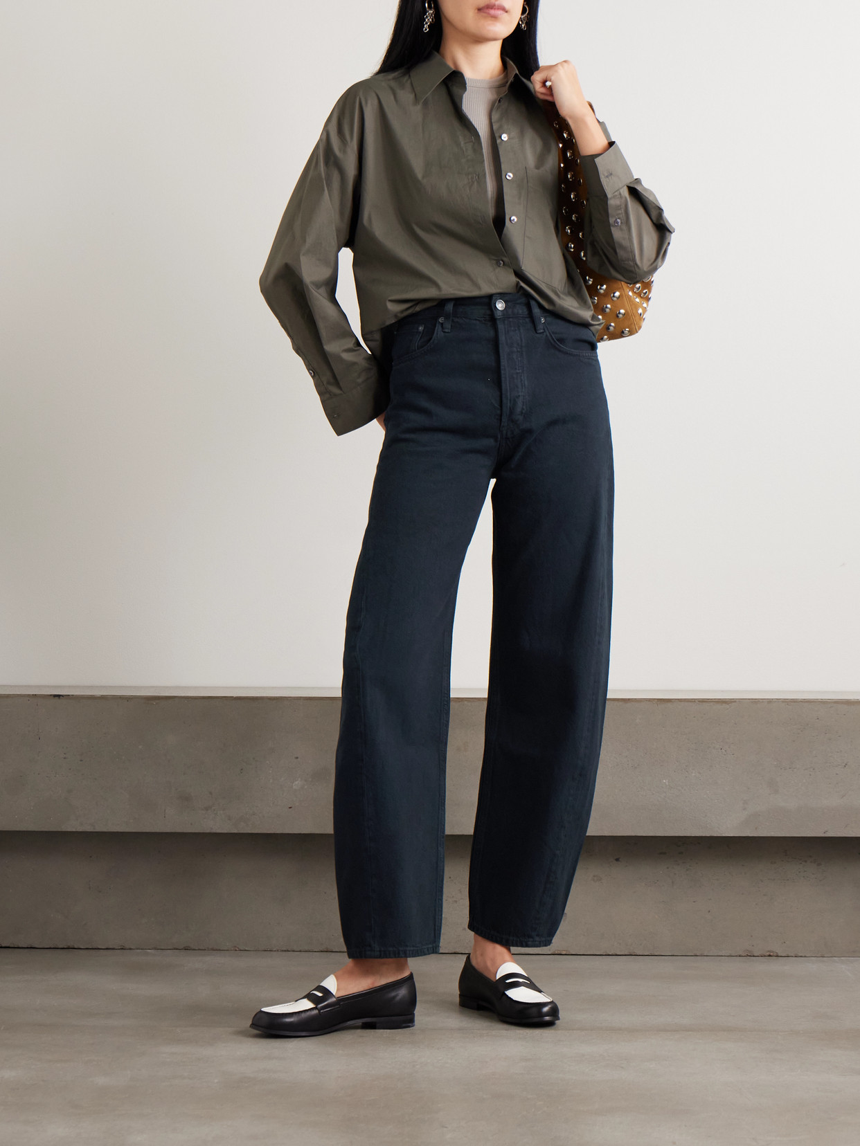 Agolde Luna Pieced High-waist Tapered Jeans In Blue