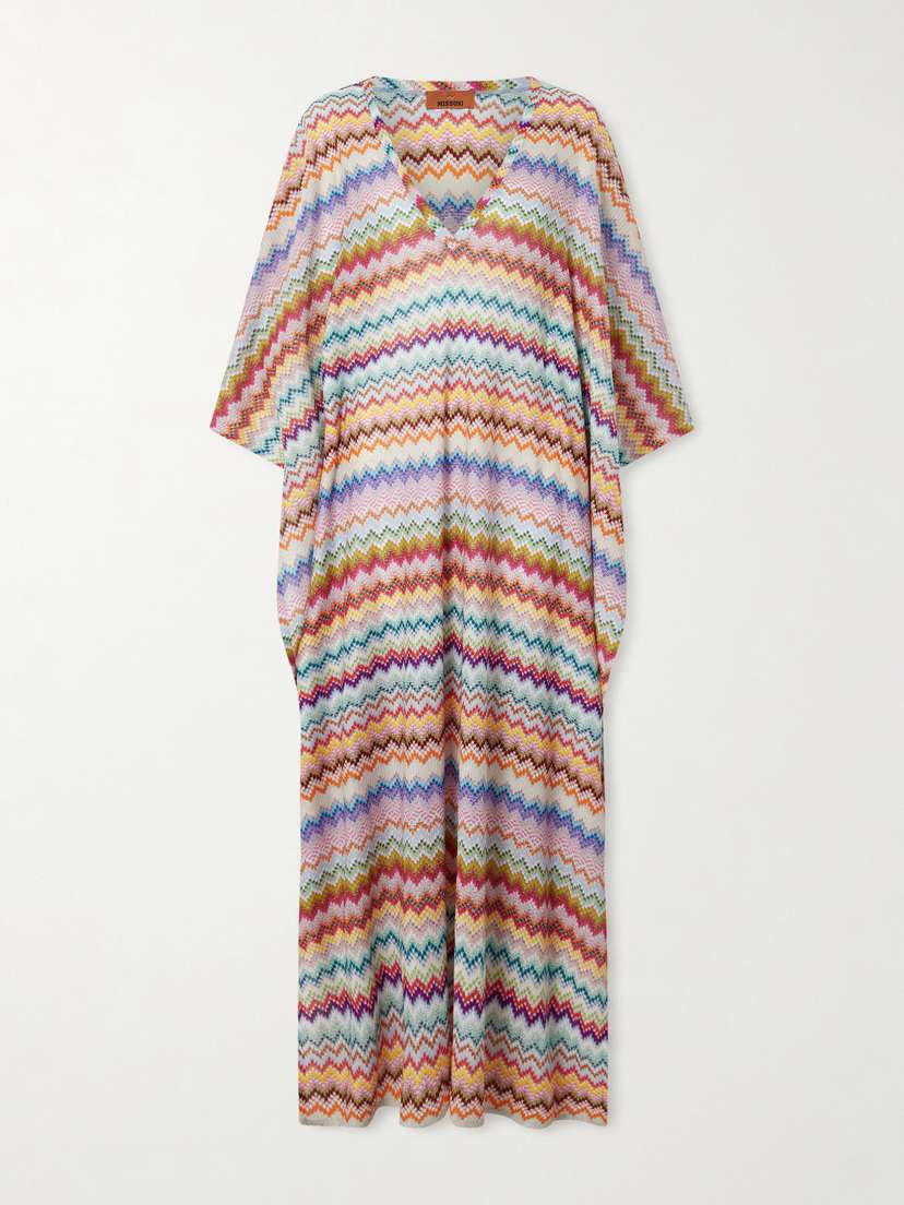 Missoni Striped Metallic Crochet-knit Kaftan
