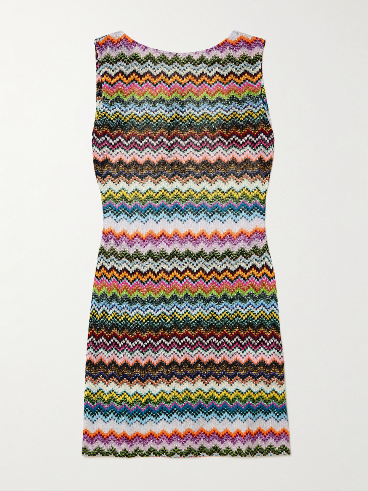 Missoni Mare Open-back Striped Metallic Crochet-knit Mini Dress In Blue