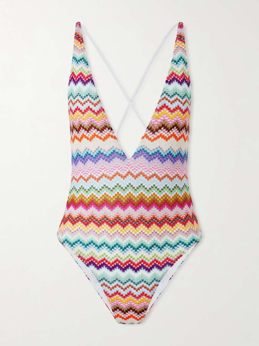 Missoni Mare Striped Metallic Crochet-knit Swimsuit