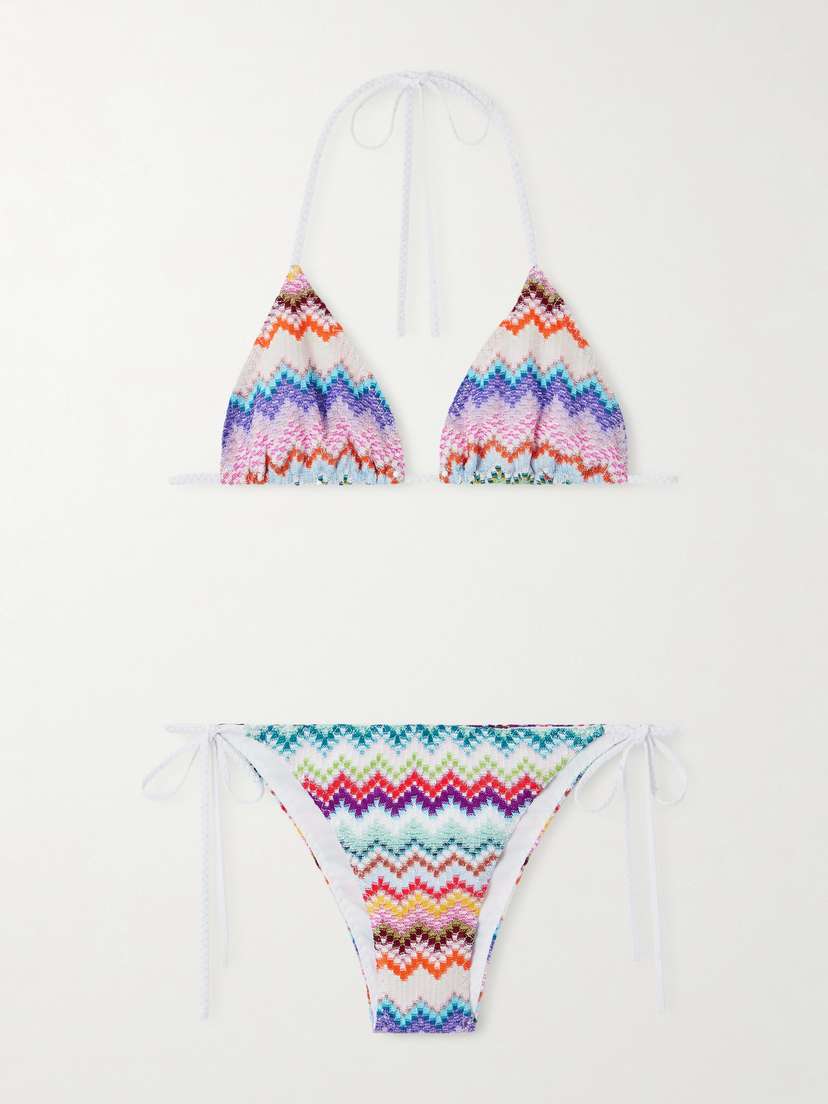 Missoni Mare Striped Metallic Crochet-knit Triangle Bikini