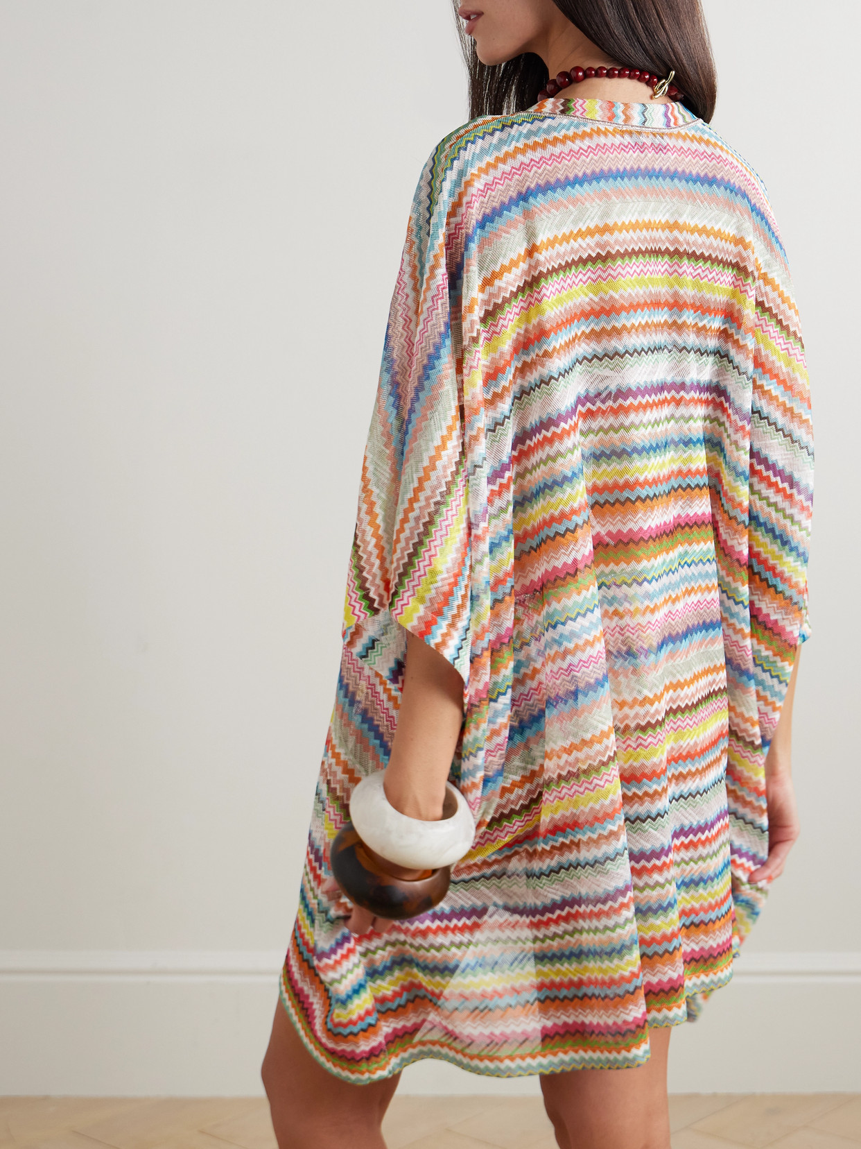 Missoni Mare Metallic-trimmed Striped Crochet-knit Coverup In Multi