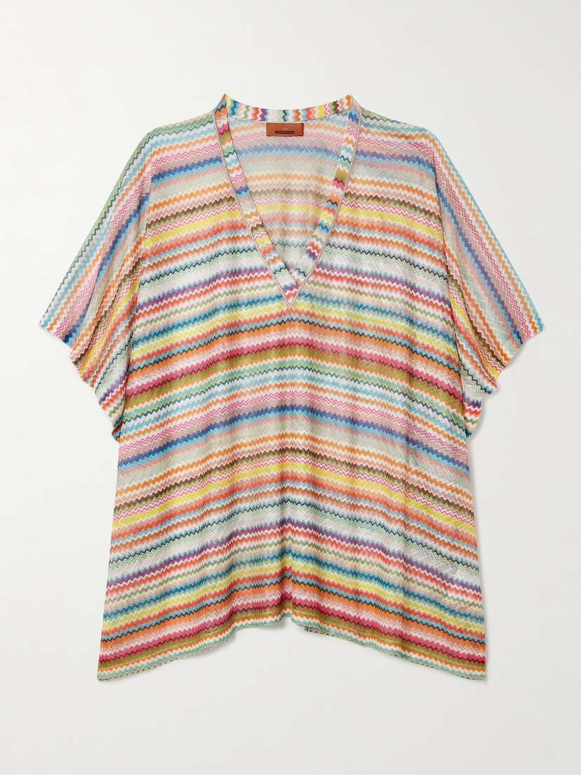 Missoni Mare Metallic-trimmed Striped Crochet-knit Cover-up