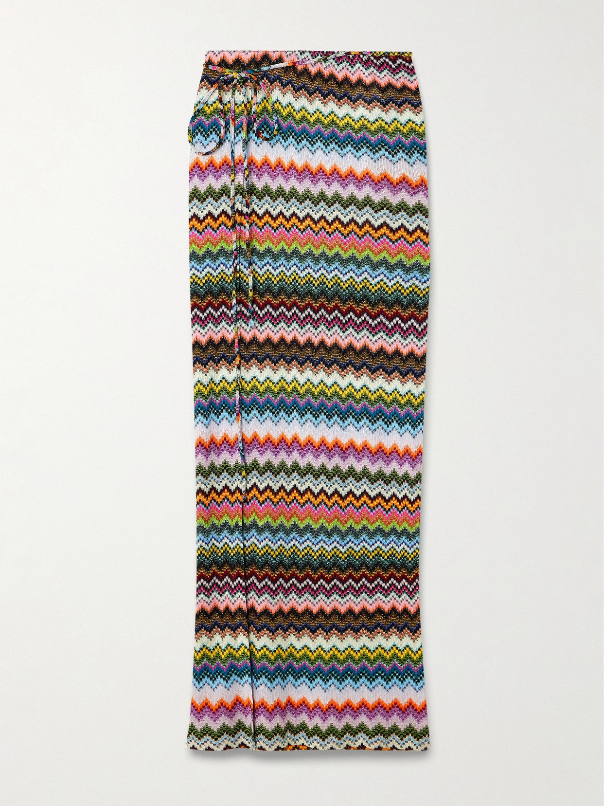 Missoni Mare Striped Metallic Crochet-knit Maxi Wrap Skirt In Multi