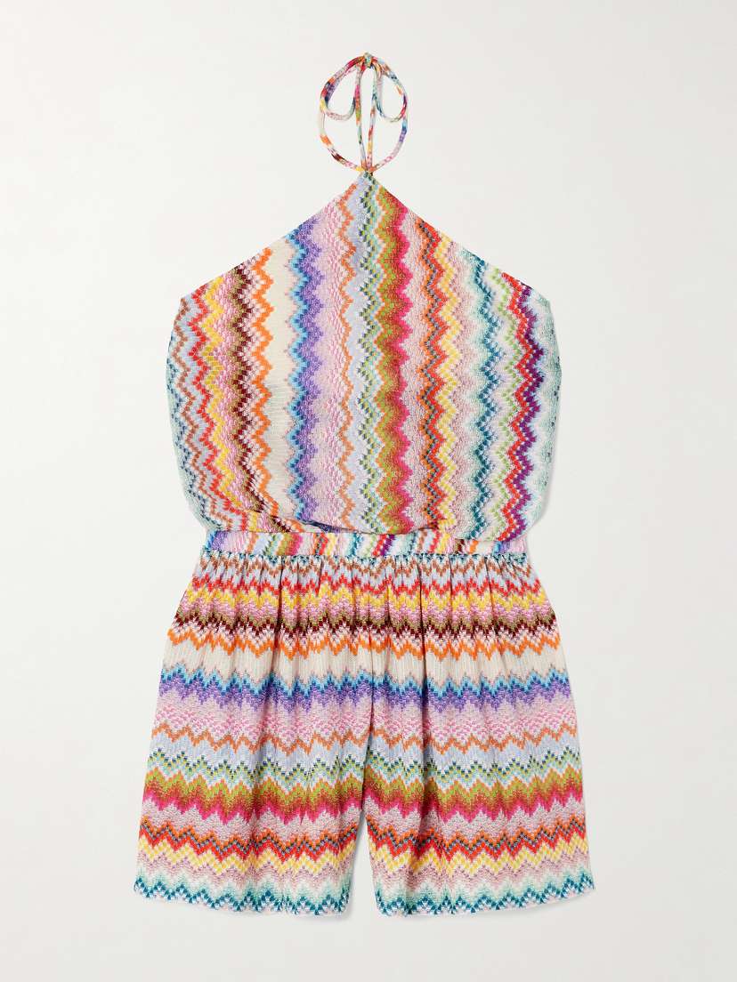 Missoni Mare Metallic Crochet-knit Halterneck Playsuit