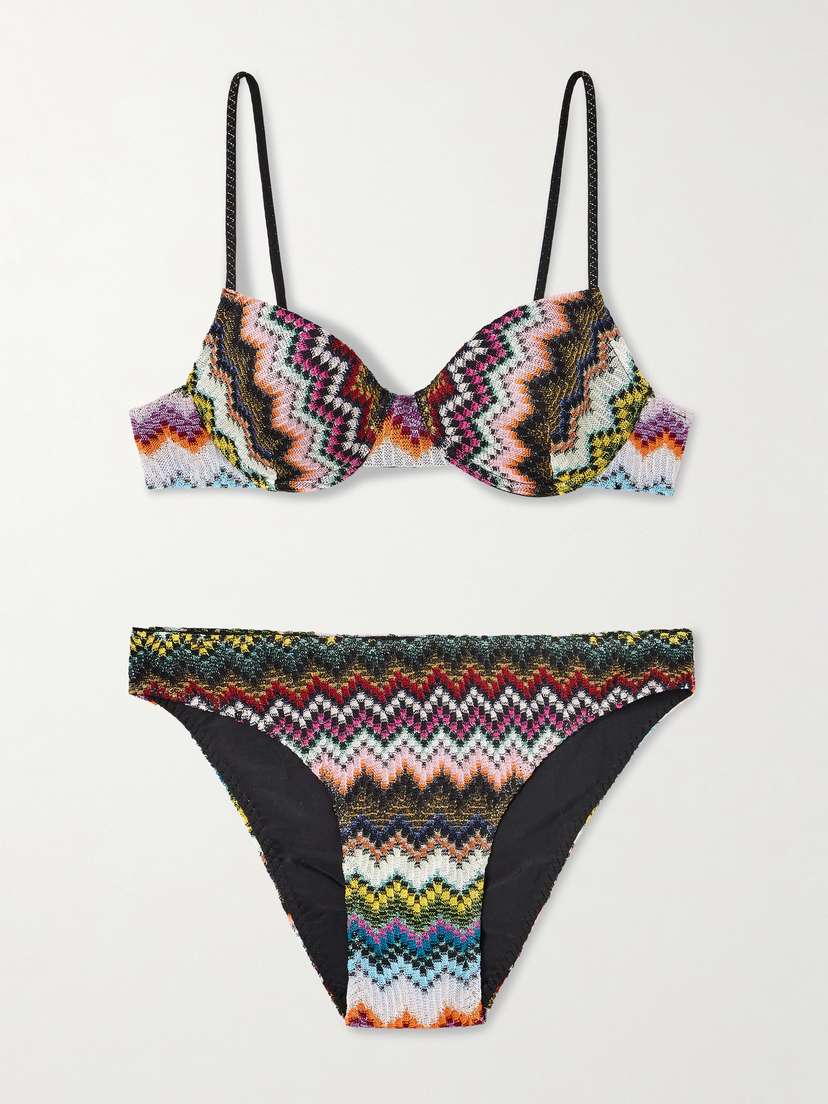 Missoni Mare Metallic Striped Crochet-knit Bikini