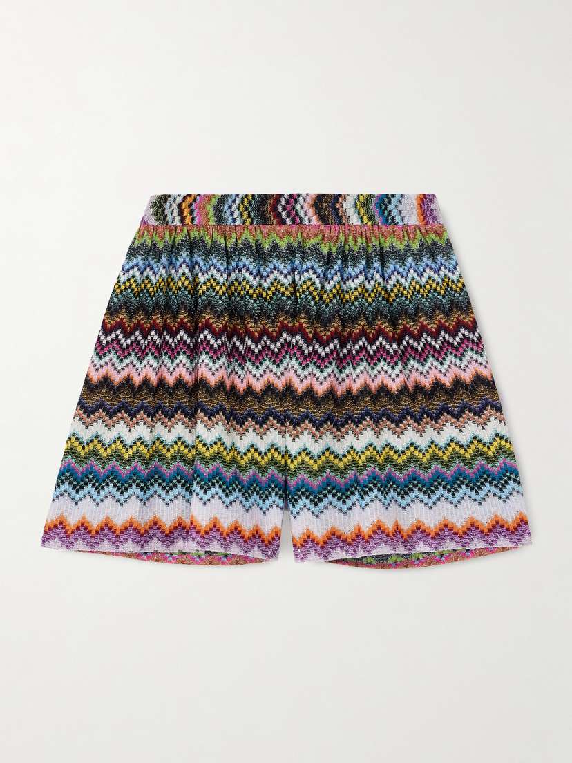 Missoni Striped Metallic Crochet-knit Shorts