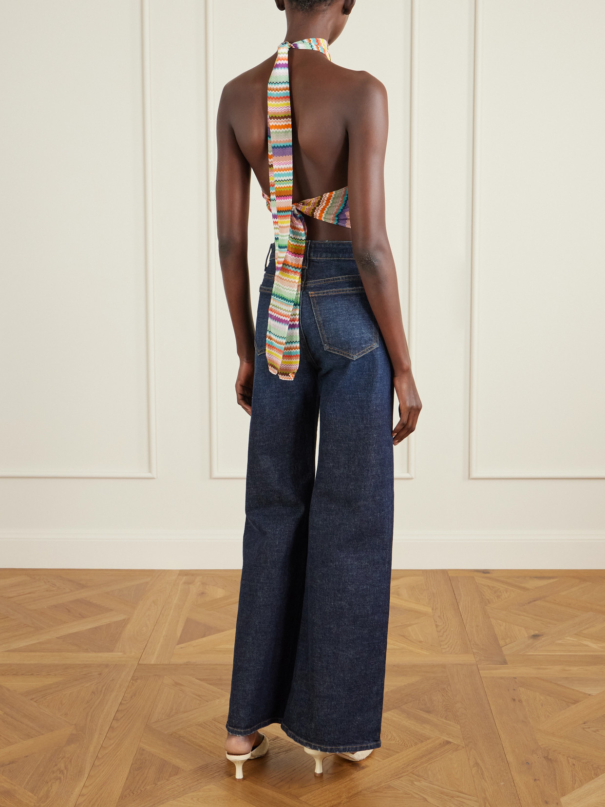 Missoni Striped Cotton And Silk-blend Crepe De Chine Halterneck Top In Multi