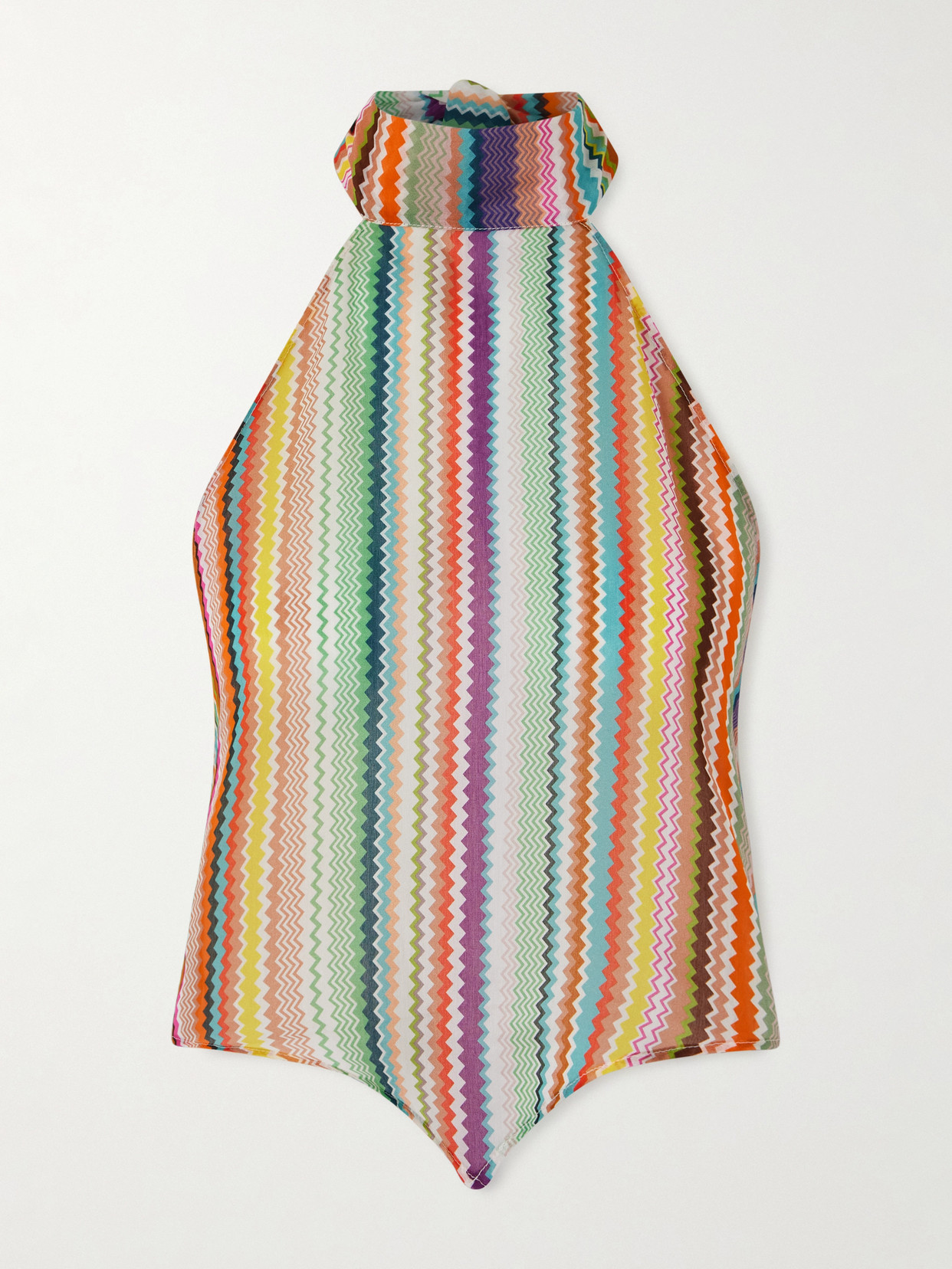 Missoni Striped Cotton And Silk-blend Crepe De Chine Halterneck Top In Multi