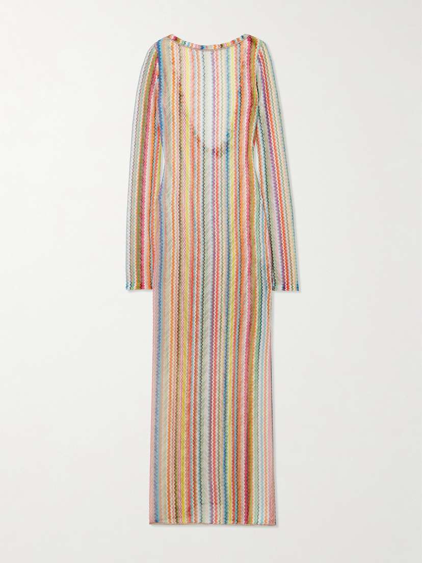 Missoni Mare Metallic-trimmed Striped Crochet-knit Maxi Dress