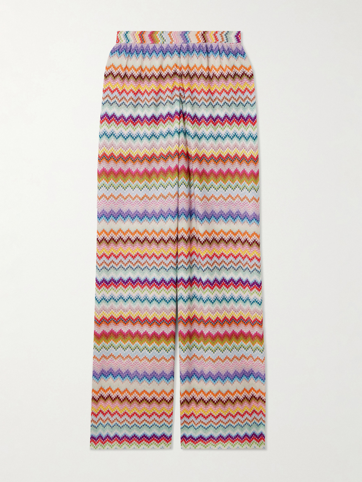 Missoni Mare Striped Metallic Crochet-knit Wide-leg Pants In Multi