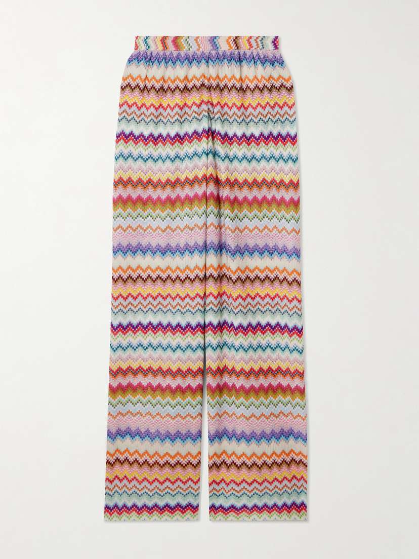 Missoni Mare Striped Metallic Crochet-knit Wide-leg Pants