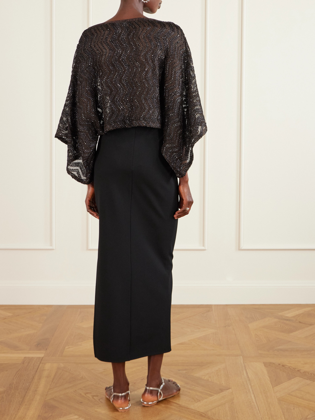 Missoni Mare Cropped Sequin-embellished Crochet-knit Top In Brown