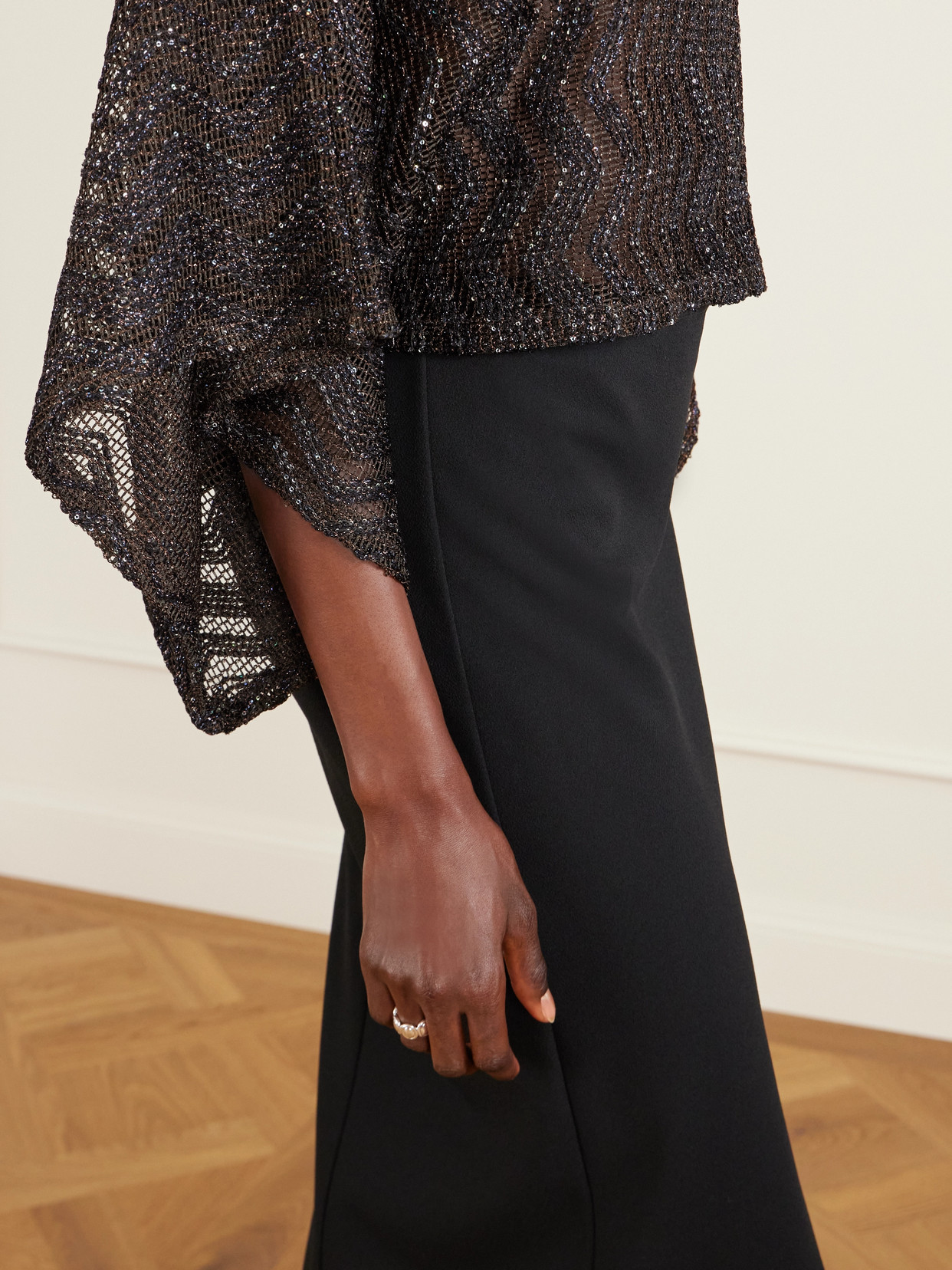 Missoni Mare Cropped Sequin-embellished Crochet-knit Top In Brown