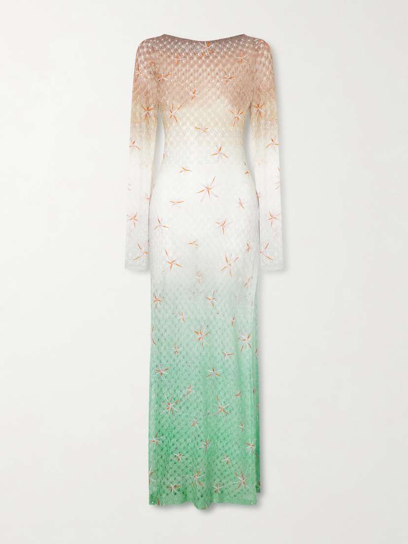 Missoni Open-back Dégradé Embroidered Metallic Crochet-knit Maxi Dress