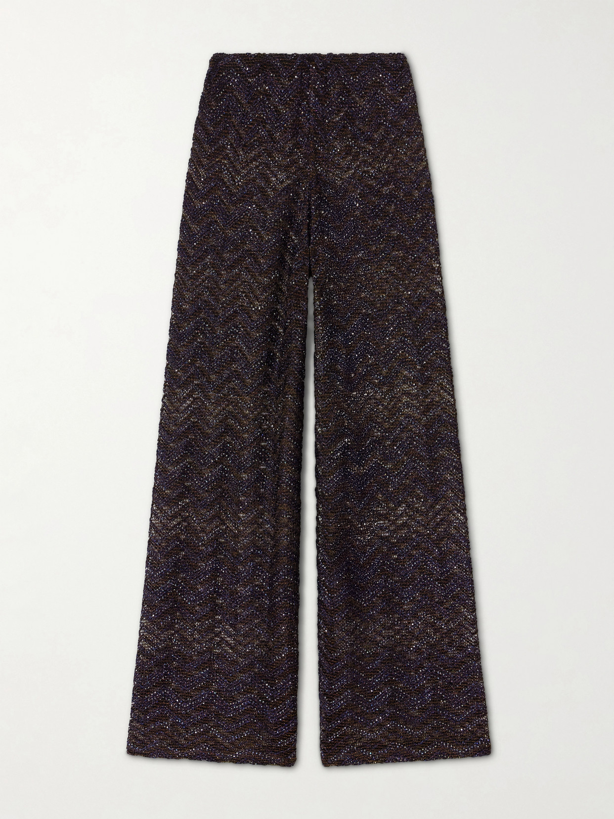Missoni Sequin-embellished Crochet-knit Wide-leg Pants In Brown