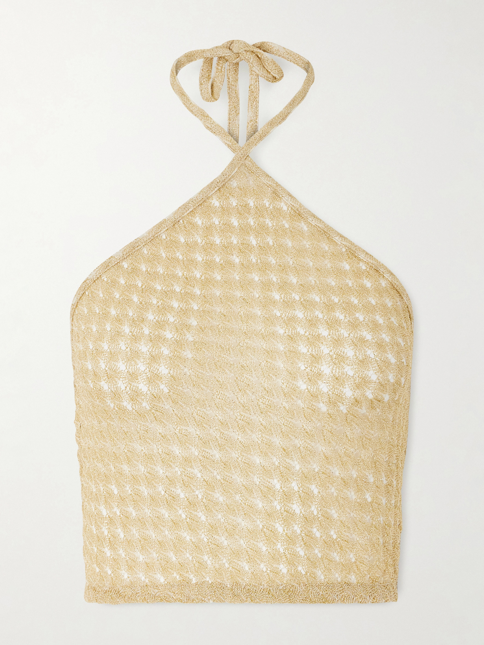 Missoni Mare cropped metallic crochet-knit halterneck top thumbnail