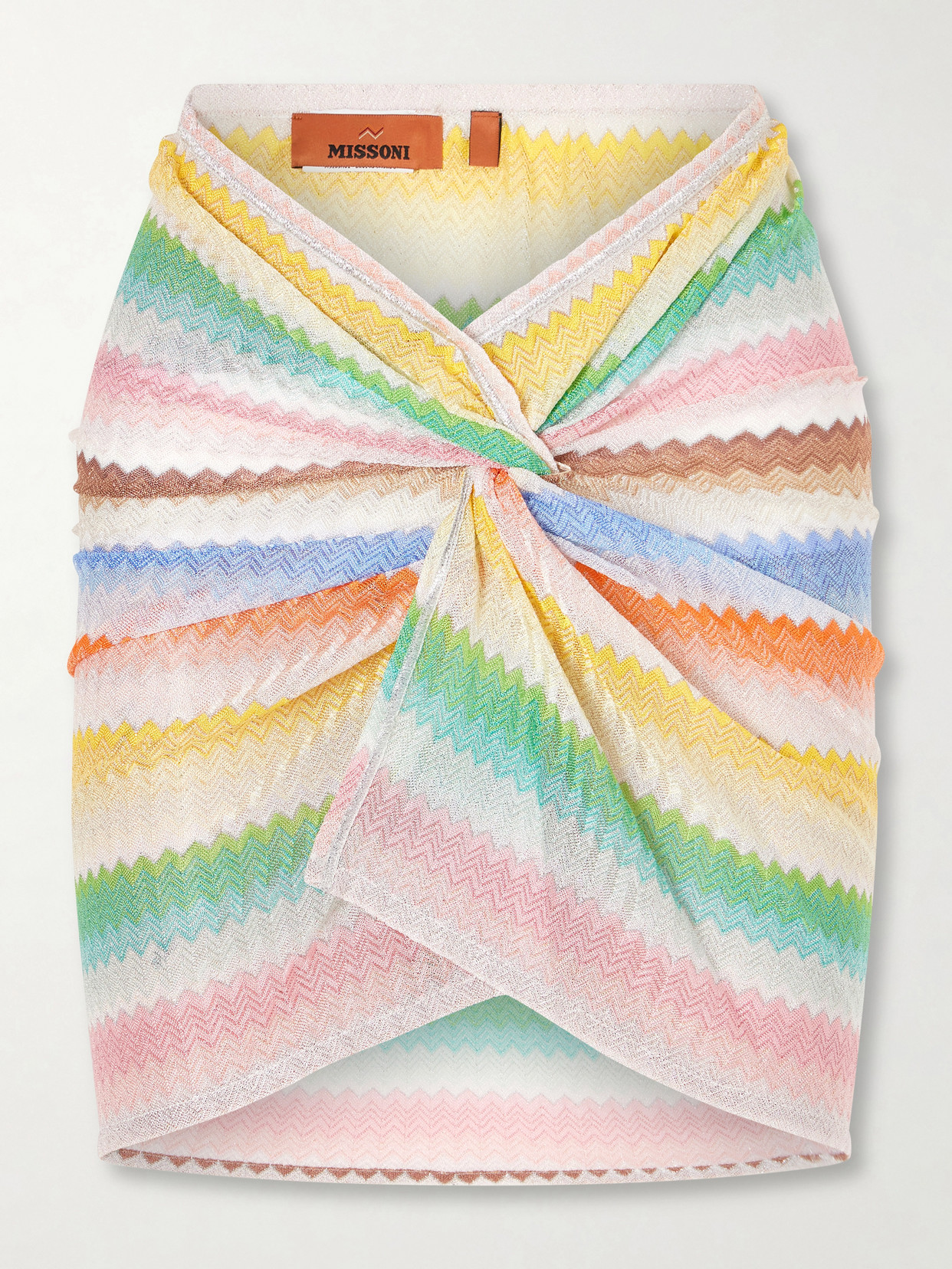 Missoni Striped Metallic Crochet-knit Mini Skirt In Multi