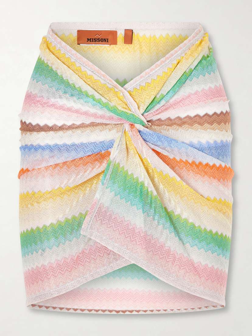 Missoni Striped Metallic Crochet-knit Mini Skirt