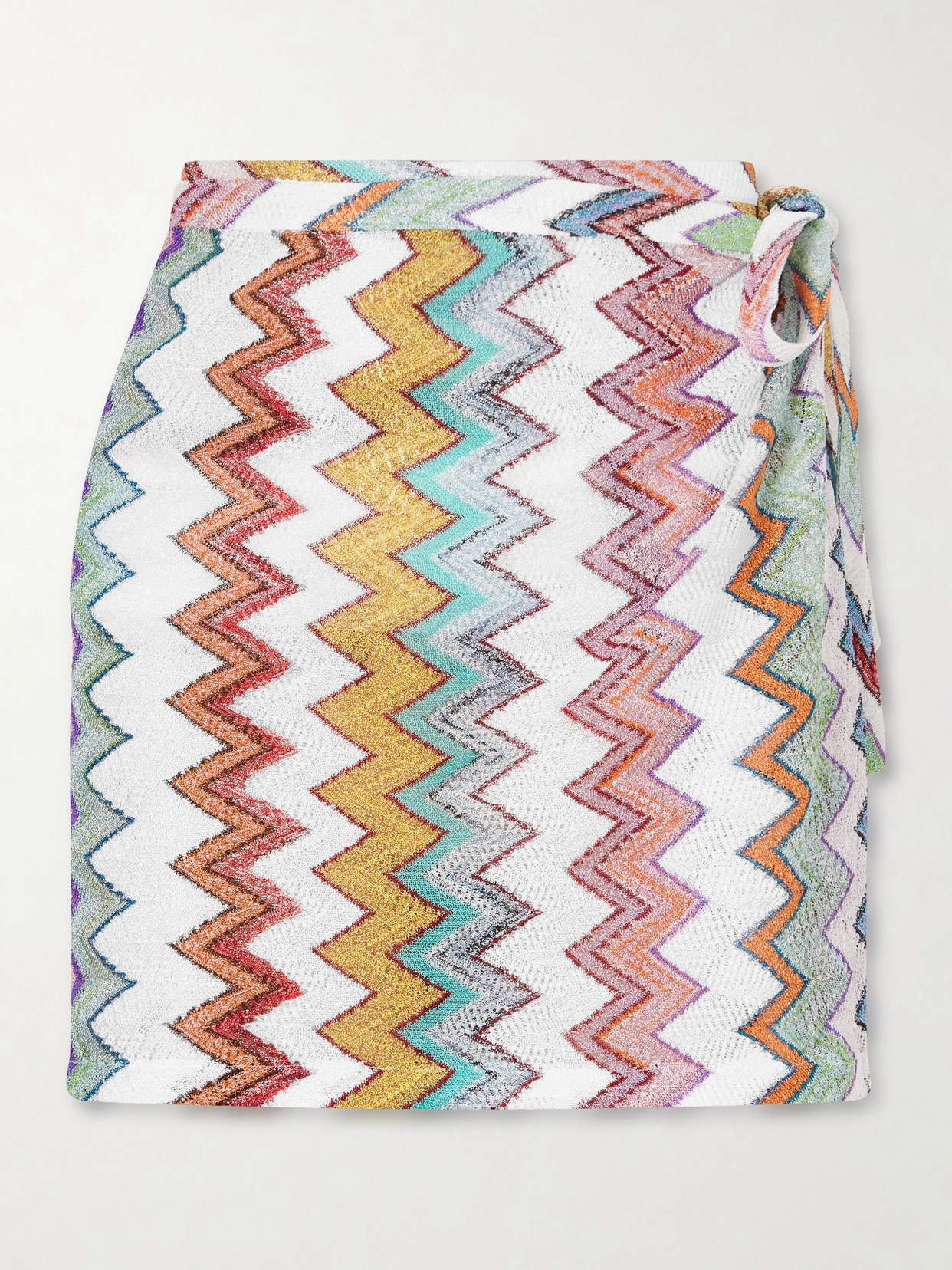 Missoni Striped Metallic Crochet-knit Mini Skirt In Multi