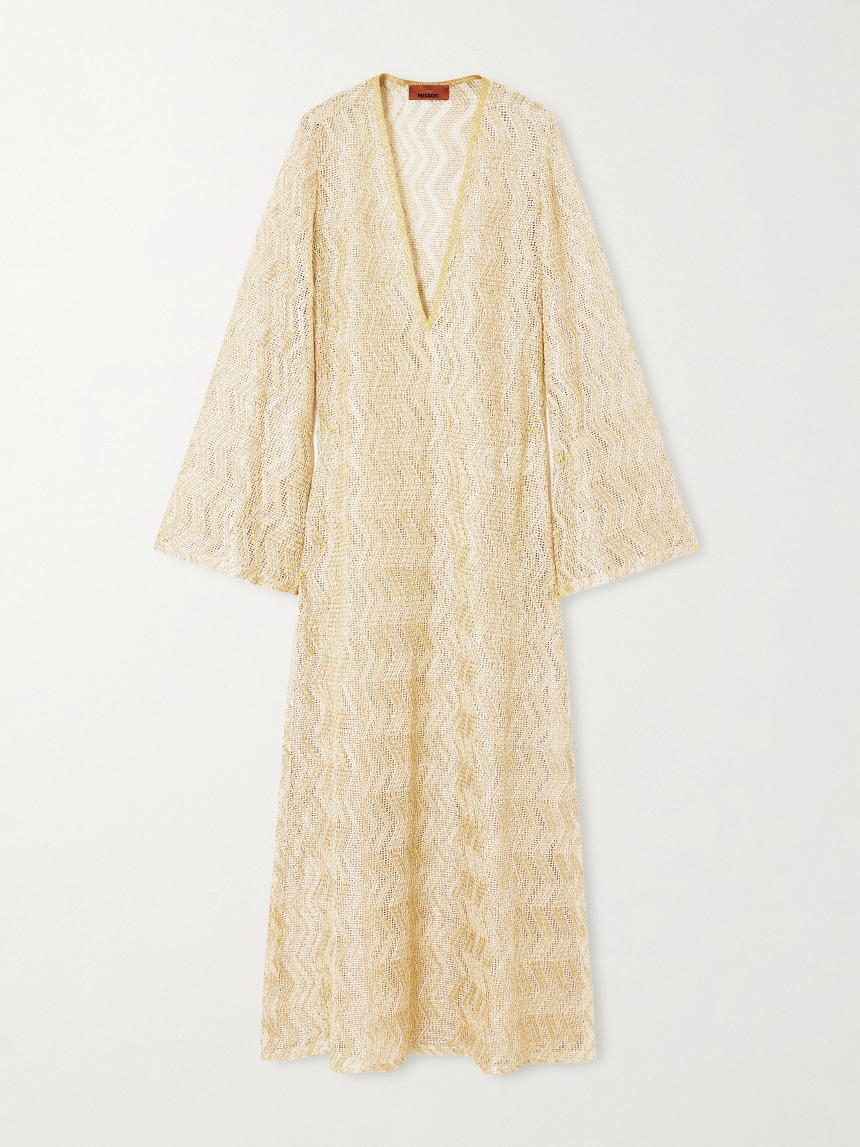 Missoni Mare Metallic Crochet-knit Coverup In Gold