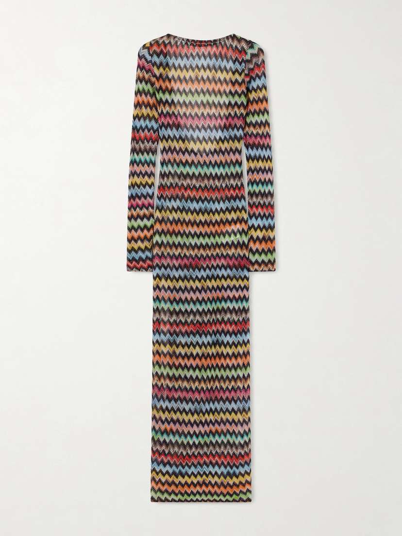 Striped Metallic Crochet-knit Cover-up