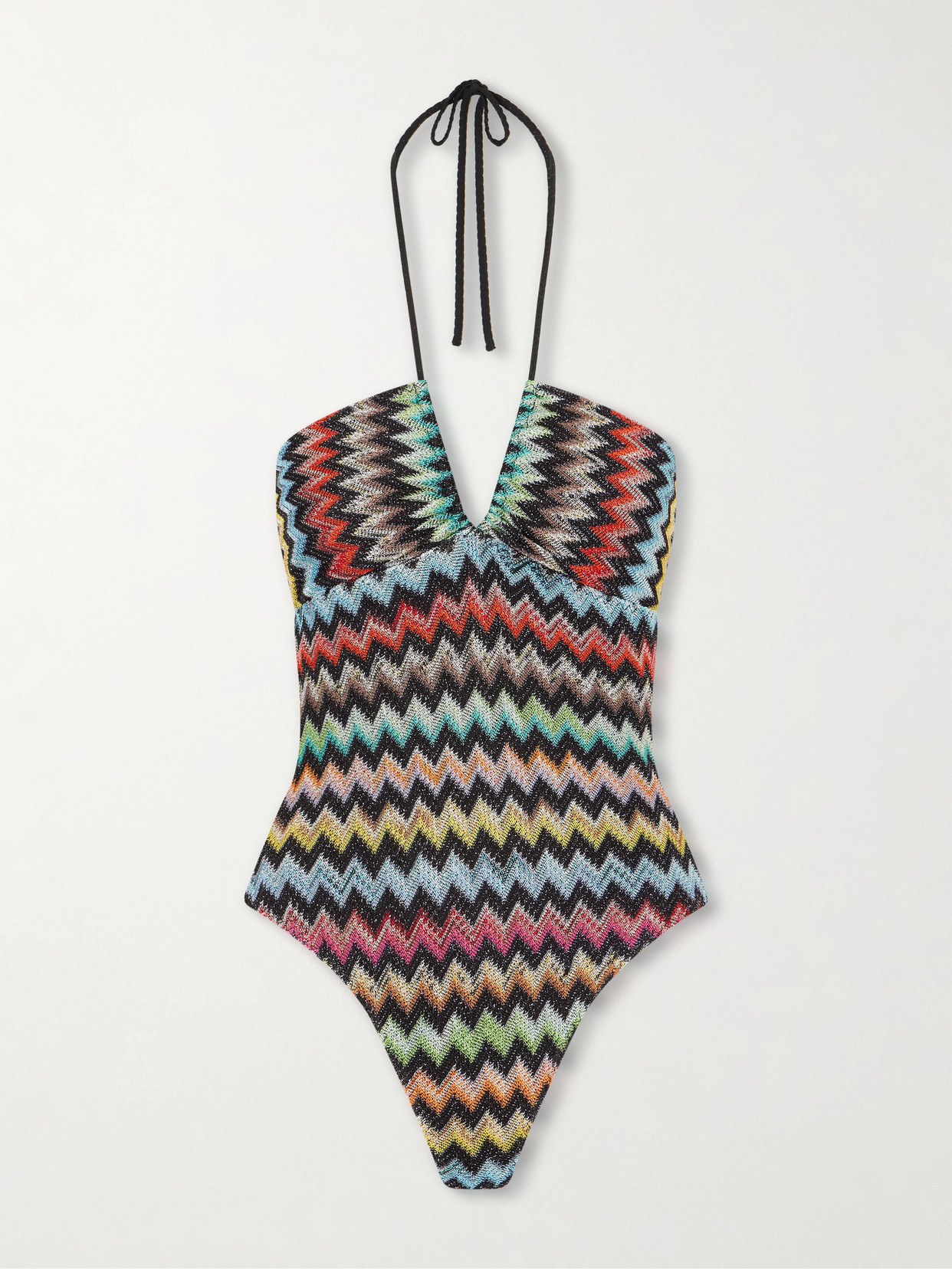 Missoni Striped Metallic Crochet-knit Swimsuit In Multi