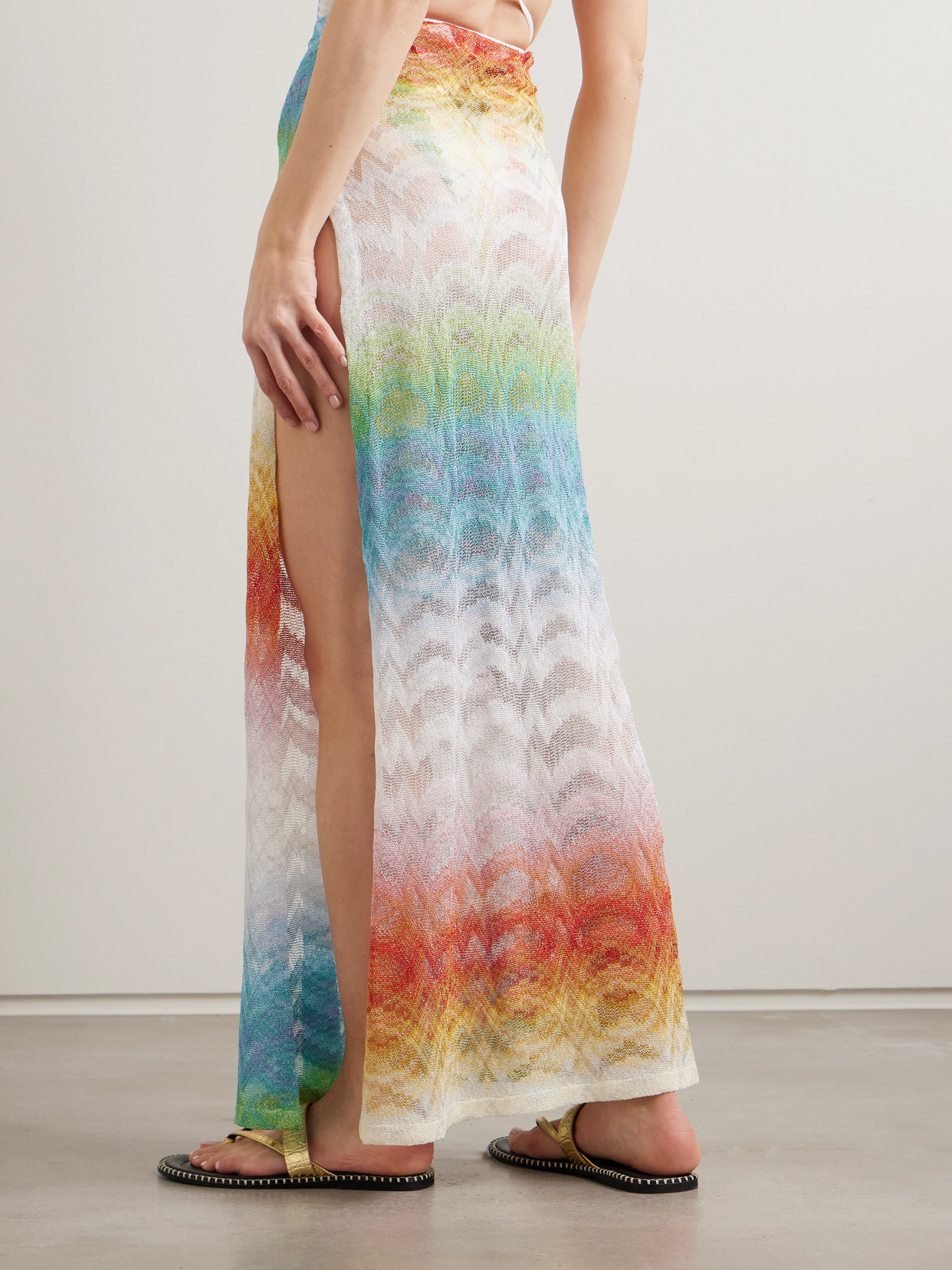 Missoni Mare Striped Metallic Crochet-knit Maxi Skirt In Multi