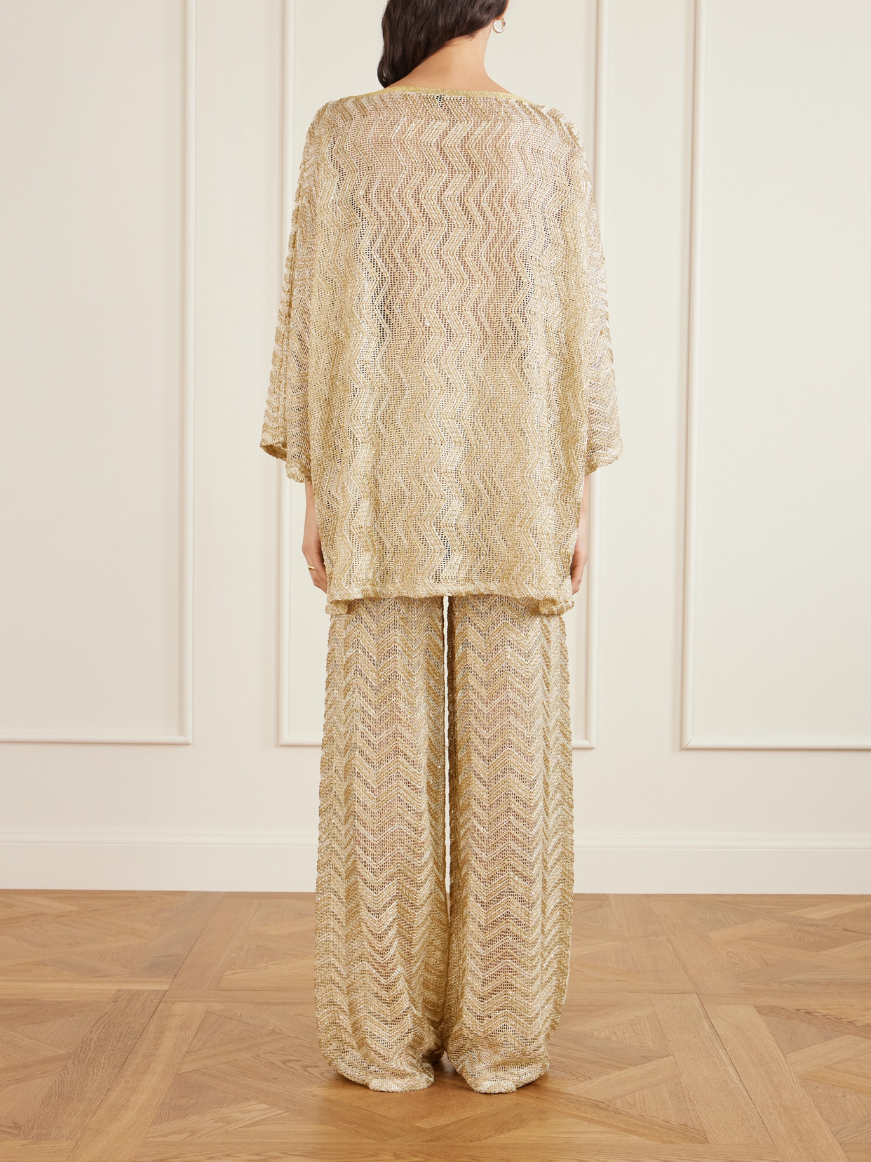 Missoni Mare Metallic Crochet-knit Coverup In Gold