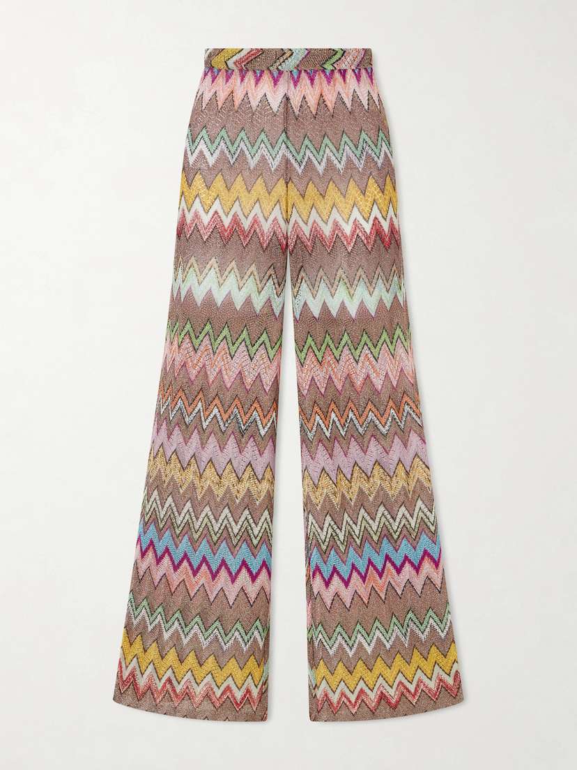 Missoni Striped Metallic Crochet-knit Wide-leg Pants