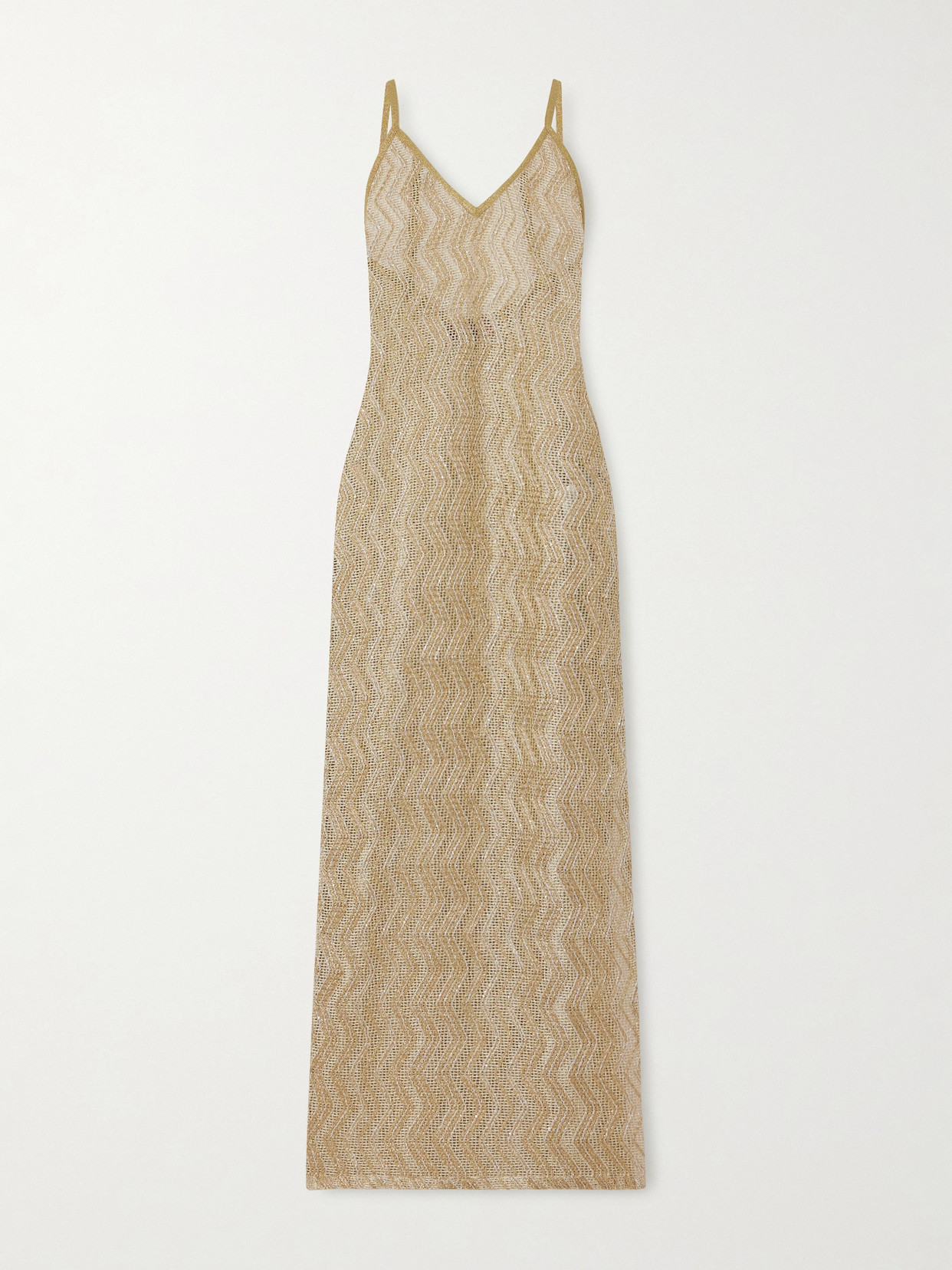 Missoni Mare Metallic Crochet-knit Coverup In Gold