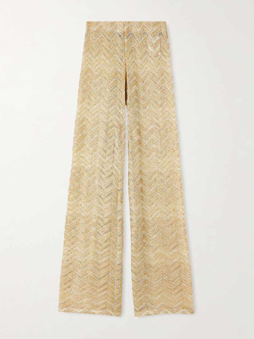 Missoni Metallic Crochet-knit Wide-leg Pants
