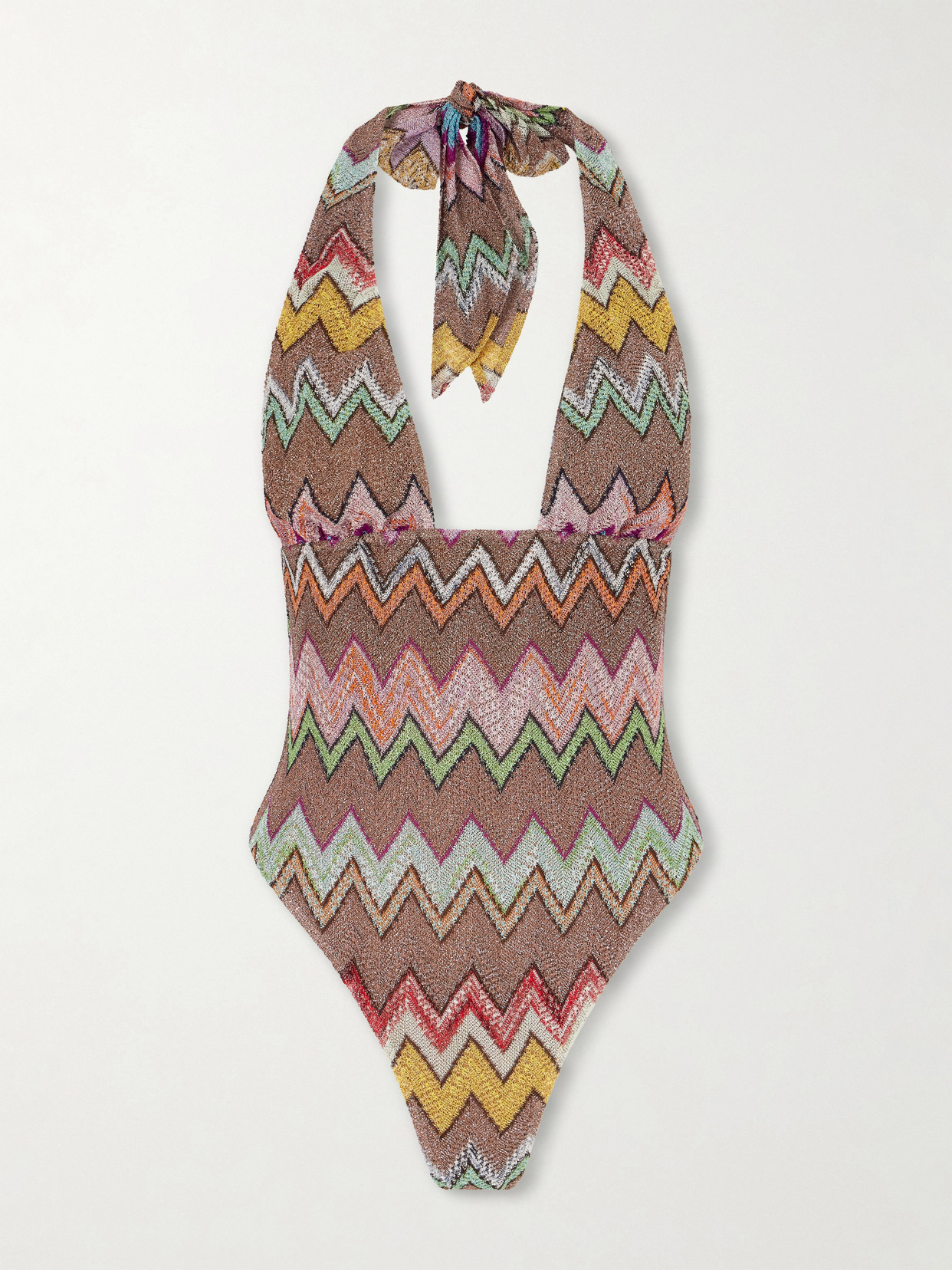 Missoni Striped Metallic One-piece Swimsuit In Multi