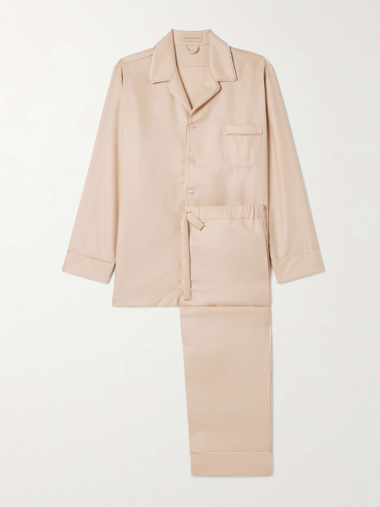 Olivia Von Halle Vanderbilt Cashmere Pajama Set In Neutral