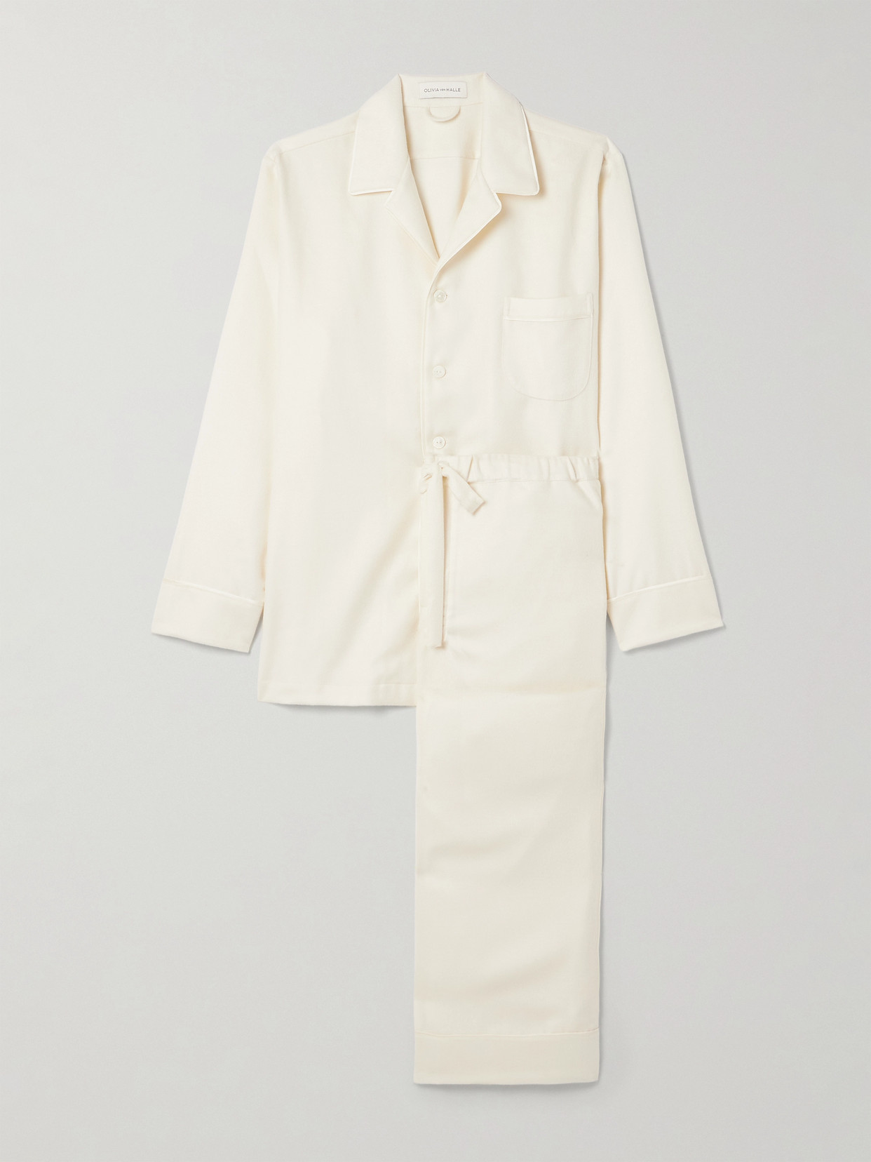 Olivia Von Halle Vanderbilt Cashmere Pajama Set In White