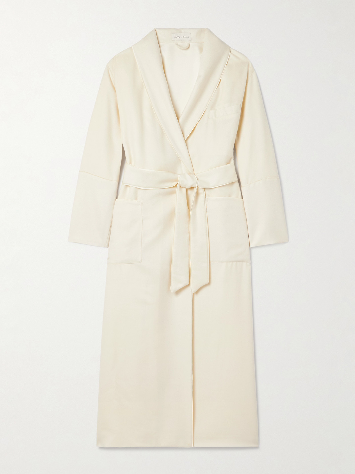 Olivia Von Halle Logan Cashmere Robe In White