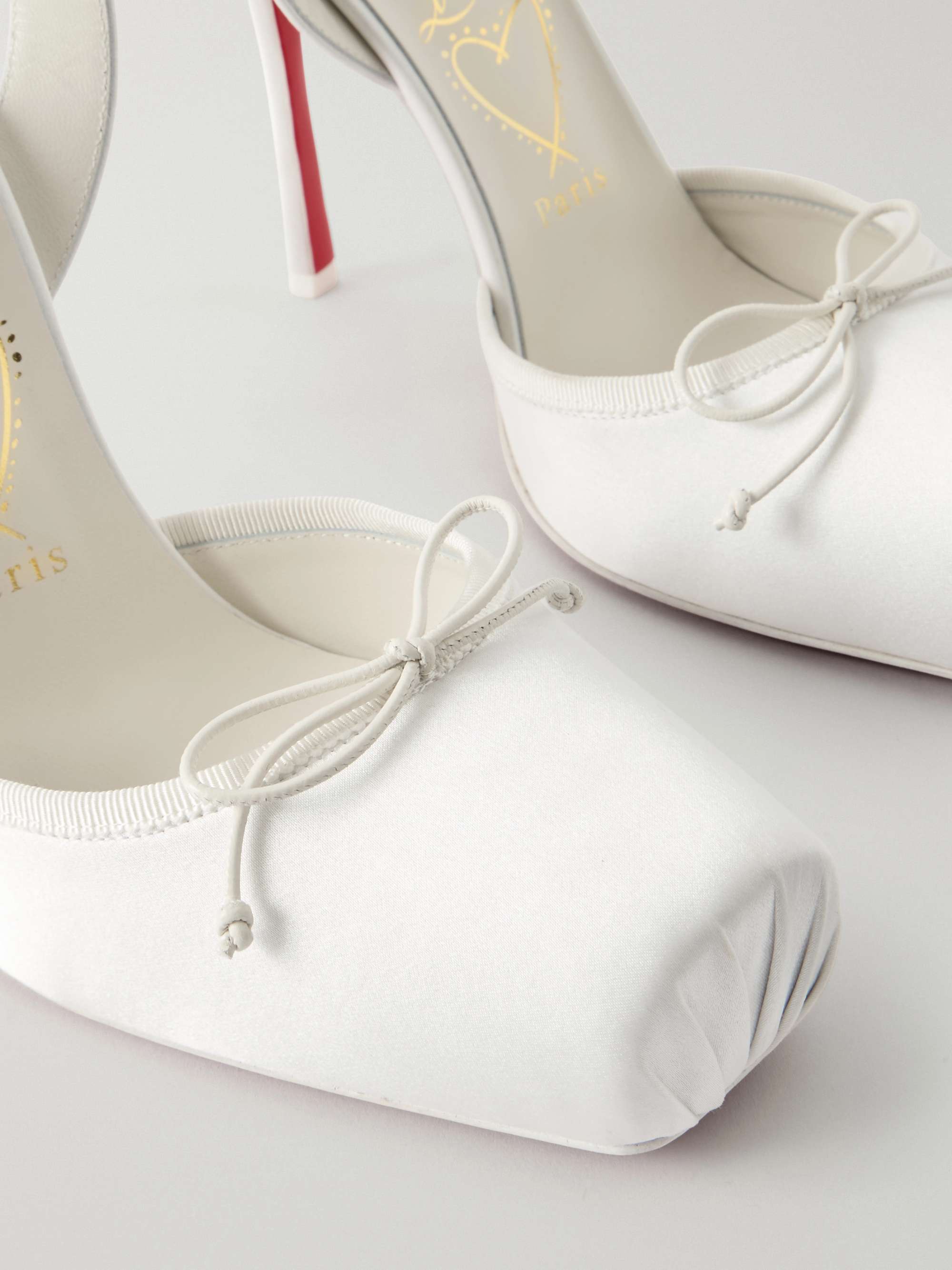 CHRISTIAN LOUBOUTIN Cassia lace up 100mm crepe satin squared toe